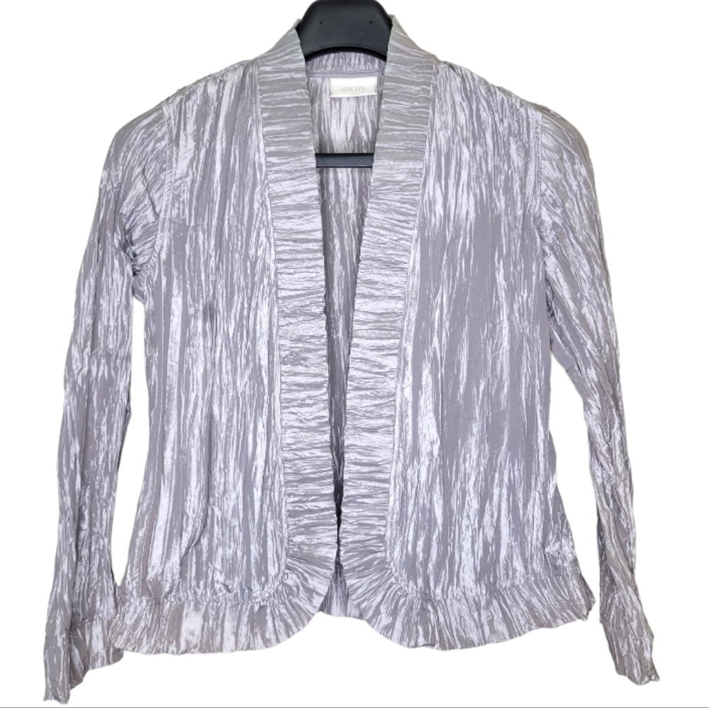 Chico's Gray/ Silver Crinkle Jacket 0, Size S